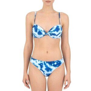 Womens Cyn & Luca Sz Small Swimsuit Bikini Set Blue Lagoon Reversible Adjustable